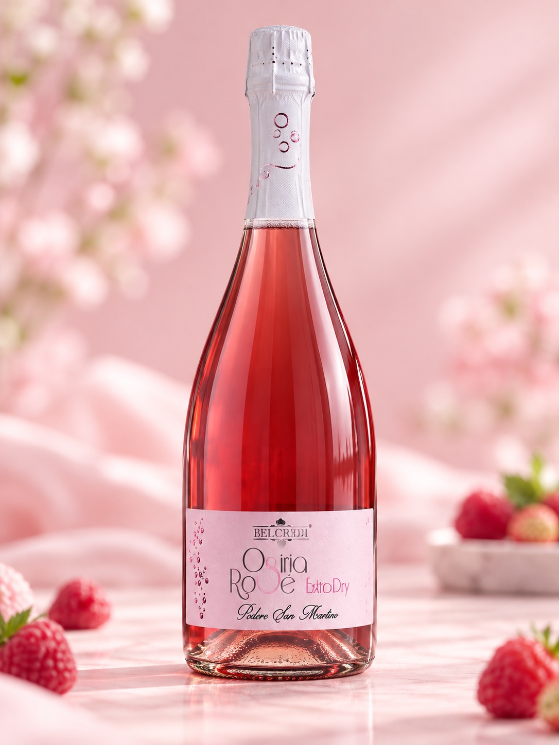 Bottiglia VINO SPUMANTE PINOT NERO ROSE’ OSIRIA EXTRA DRY Belcredi