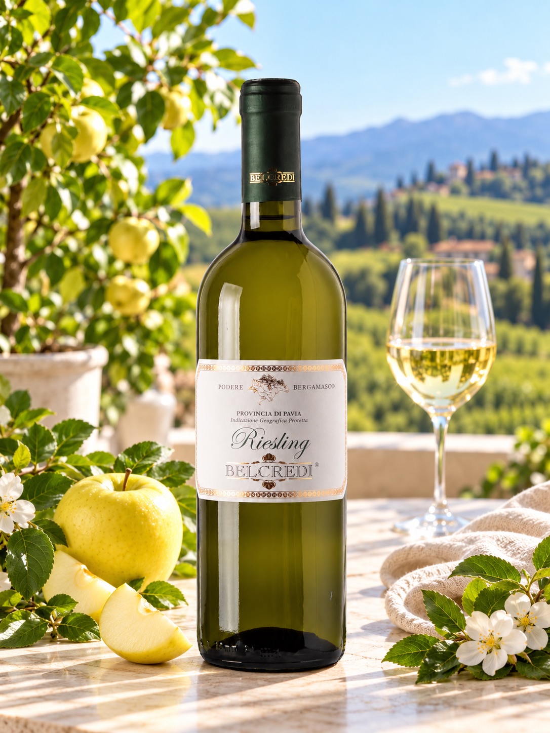 Bottiglia RIESLING PROVINCIA DI PAVIA IGT VINO FRIZZANTE LINEA BERGAMASCO Belcredi